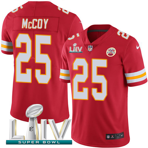 Kansas City Chiefs Nike 25 LeSean McCoy Red Super Bowl LIV 2020 Team Color Youth Stitched NFL Vapor Untouchable Limited Jersey